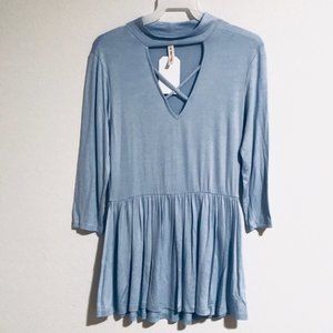 NWT My Beloved blue choker blouse size small